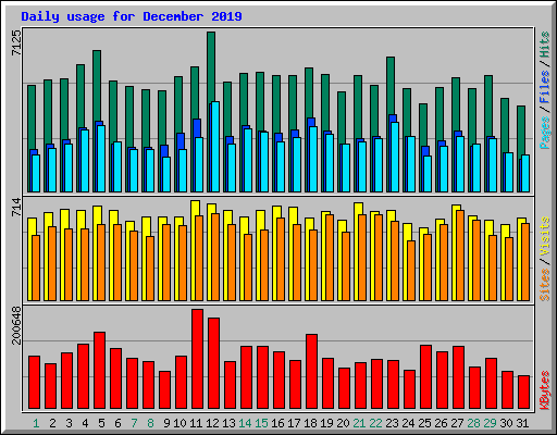 Daily usage for December 2019