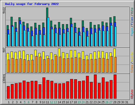 Daily usage for February 2022