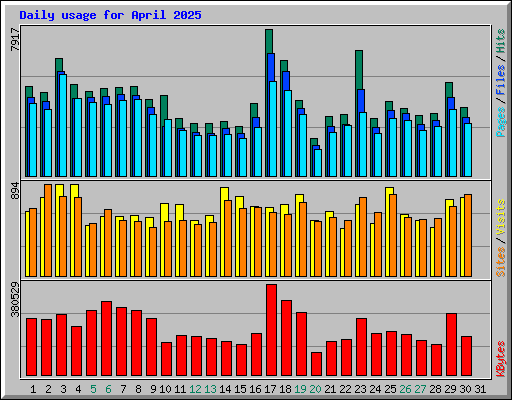 Daily usage for April 2025
