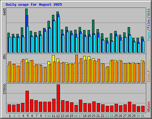 Daily usage for August 2025