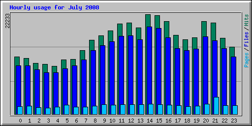Hourly usage for July 2008