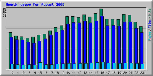 Hourly usage for August 2008